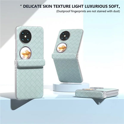 For Huawei Pocket 2 Case Woven Texture Hinge Protection PU+PC Phone Cover