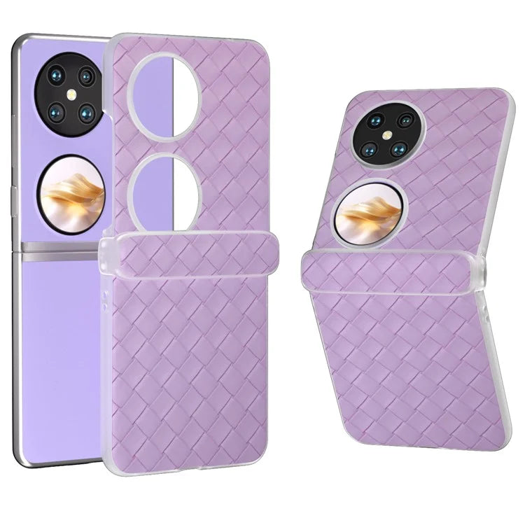 For Huawei Pocket 2 Case Woven Texture Hinge Protection PU+PC Phone Cover
