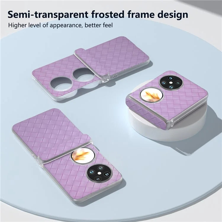For Huawei Pocket 2 Case Woven Texture Hinge Protection PU+PC Phone Cover