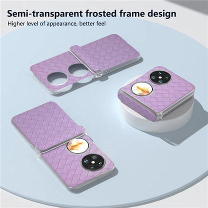 For Huawei Pocket 2 Case Woven Texture Hinge Protection PU+PC Phone Cover
