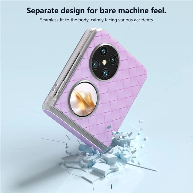 For Huawei Pocket 2 Case Woven Texture Hinge Protection PU+PC Phone Cover