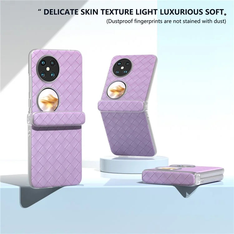 For Huawei Pocket 2 Case Woven Texture Hinge Protection PU+PC Phone Cover