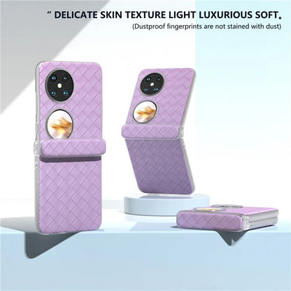 For Huawei Pocket 2 Case Woven Texture Hinge Protection PU+PC Phone Cover