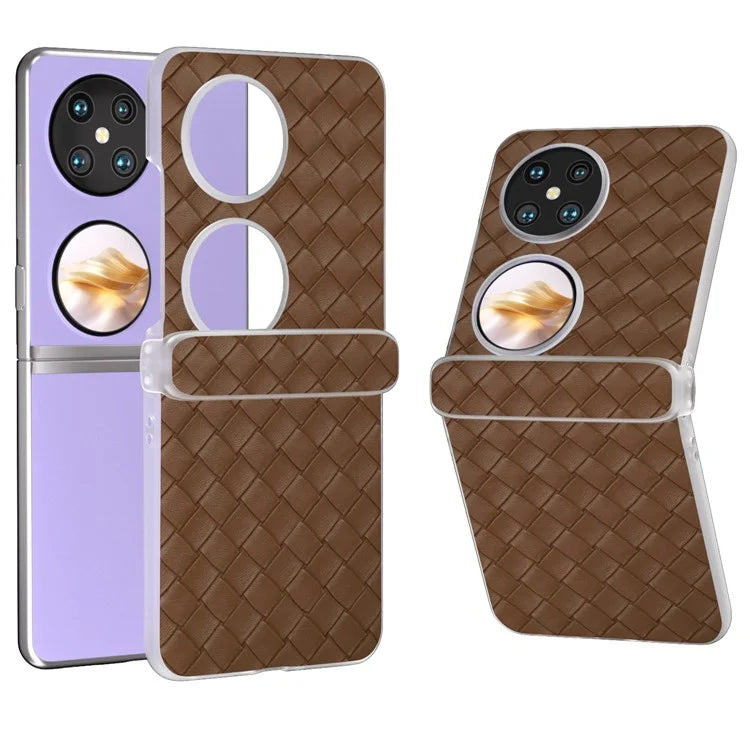 For Huawei Pocket 2 Case Woven Texture Hinge Protection PU+PC Phone Cover