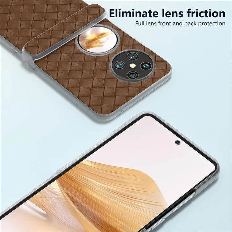 For Huawei Pocket 2 Case Woven Texture Hinge Protection PU+PC Phone Cover