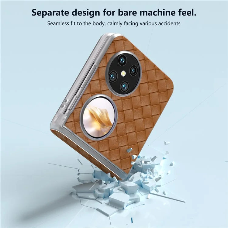 For Huawei Pocket 2 Case Woven Texture Hinge Protection PU+PC Phone Cover
