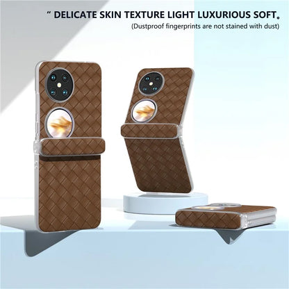 For Huawei Pocket 2 Case Woven Texture Hinge Protection PU+PC Phone Cover