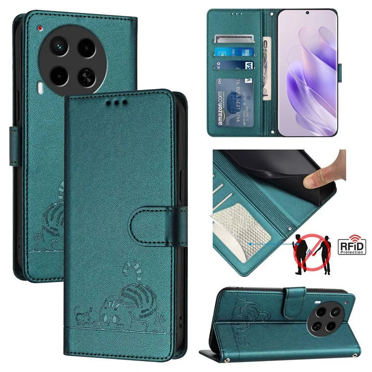 YB Imprinting Series-9 for TECNO Camon 30 4G / Camon 30 5G Leather Case RFID Blocking