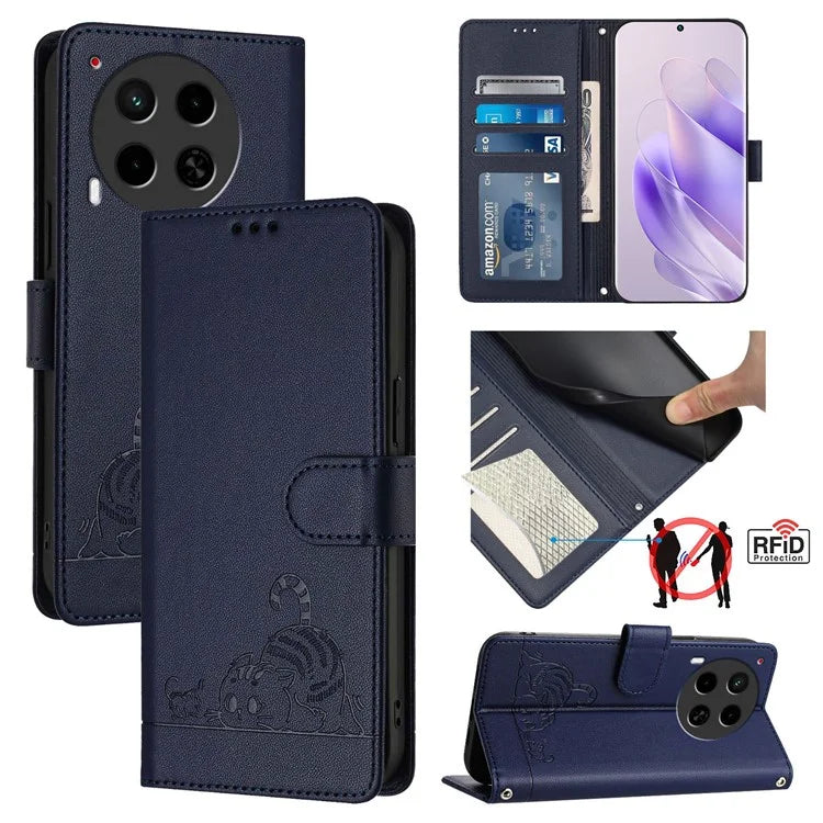 YB Imprinting Series-9 for TECNO Camon 30 4G / Camon 30 5G Leather Case RFID Blocking