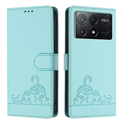 YB Imprinting Series-9 for Xiaomi Poco X6 Pro 5G / Redmi K70E 5G Case RFID Blocking Leather Folio Flip Cover