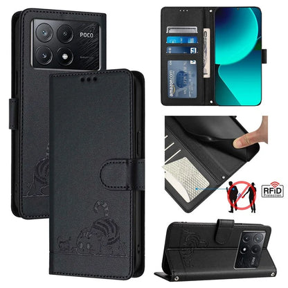 YB Imprinting Series-9 for Xiaomi Poco X6 Pro 5G / Redmi K70E 5G Case RFID Blocking Leather Folio Flip Cover