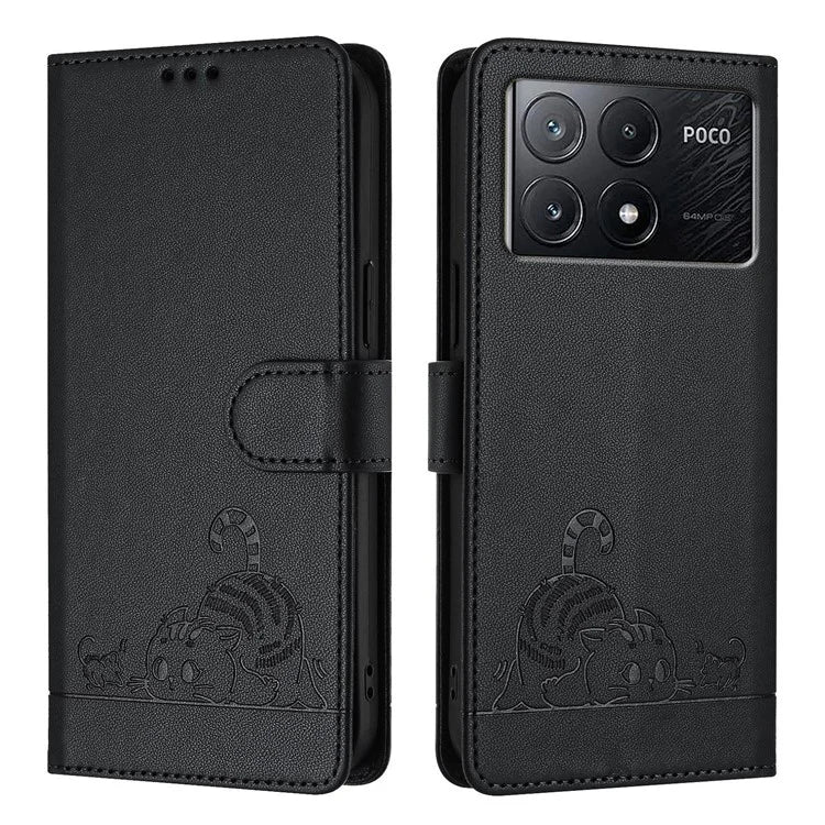 YB Imprinting Series-9 for Xiaomi Poco X6 Pro 5G / Redmi K70E 5G Case RFID Blocking Leather Folio Flip Cover