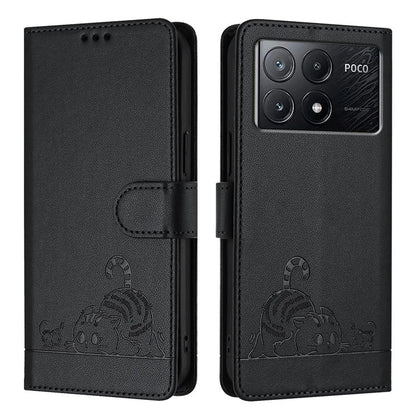 YB Imprinting Series-9 for Xiaomi Poco X6 Pro 5G / Redmi K70E 5G Case RFID Blocking Leather Folio Flip Cover