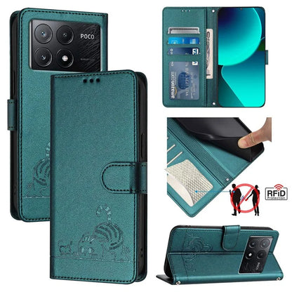 YB Imprinting Series-9 for Xiaomi Poco X6 Pro 5G / Redmi K70E 5G Case RFID Blocking Leather Folio Flip Cover
