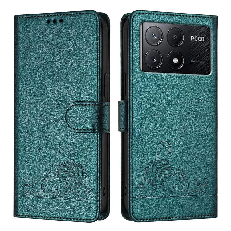YB Imprinting Series-9 for Xiaomi Poco X6 Pro 5G / Redmi K70E 5G Case RFID Blocking Leather Folio Flip Cover