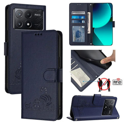 YB Imprinting Series-9 for Xiaomi Poco X6 Pro 5G / Redmi K70E 5G Case RFID Blocking Leather Folio Flip Cover