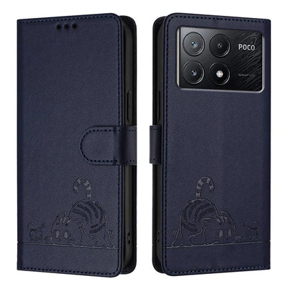 YB Imprinting Series-9 for Xiaomi Poco X6 Pro 5G / Redmi K70E 5G Case RFID Blocking Leather Folio Flip Cover