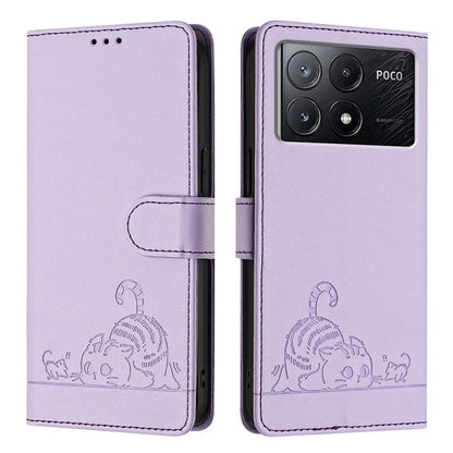 YB Imprinting Series-9 for Xiaomi Poco X6 Pro 5G / Redmi K70E 5G Case RFID Blocking Leather Folio Flip Cover