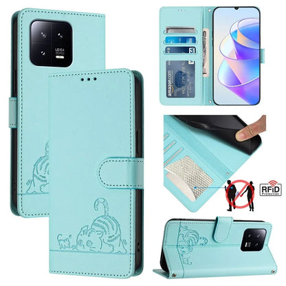 YB Imprinting Series-9 for Xiaomi 13 Case RFID Blocking PU Leather Wallet Phone Cover