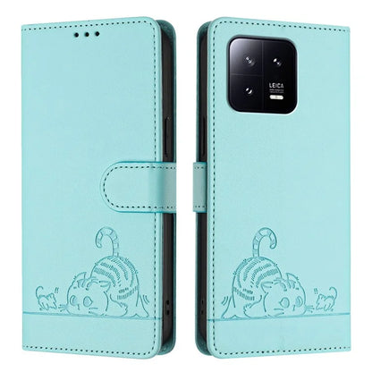 YB Imprinting Series-9 for Xiaomi 13 Case RFID Blocking PU Leather Wallet Phone Cover