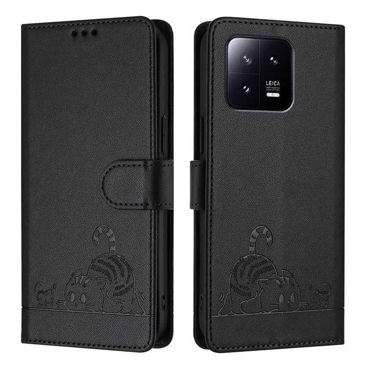 YB Imprinting Series-9 for Xiaomi 13 Case RFID Blocking PU Leather Wallet Phone Cover