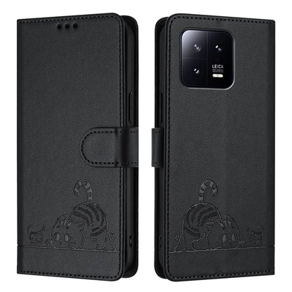 YB Imprinting Series-9 for Xiaomi 13 Case RFID Blocking PU Leather Wallet Phone Cover