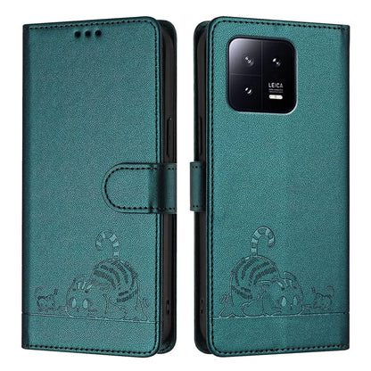 YB Imprinting Series-9 for Xiaomi 13 Case RFID Blocking PU Leather Wallet Phone Cover