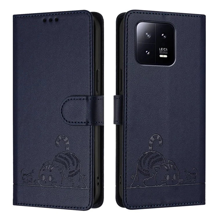 YB Imprinting Series-9 for Xiaomi 13 Case RFID Blocking PU Leather Wallet Phone Cover