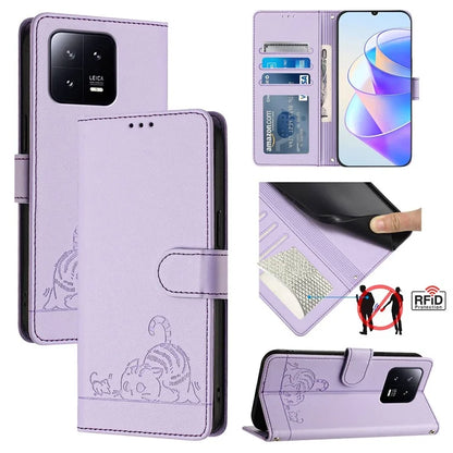 YB Imprinting Series-9 for Xiaomi 13 Case RFID Blocking PU Leather Wallet Phone Cover