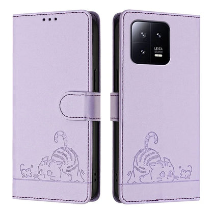YB Imprinting Series-9 for Xiaomi 13 Case RFID Blocking PU Leather Wallet Phone Cover