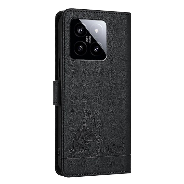 YB Imprinting Series-9 for Xiaomi 14 Case Cat Rat Pattern RFID Blocking Leather Phone Cover