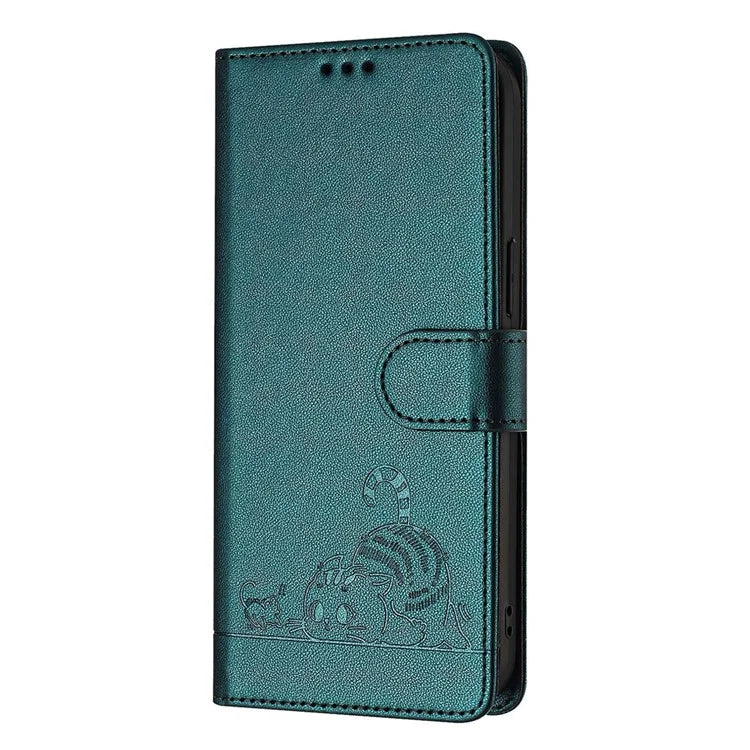YB Imprinting Series-9 for Xiaomi 14 Pro Case Cat Mouse Leather Phone Cover Card Slots RFID Blocking