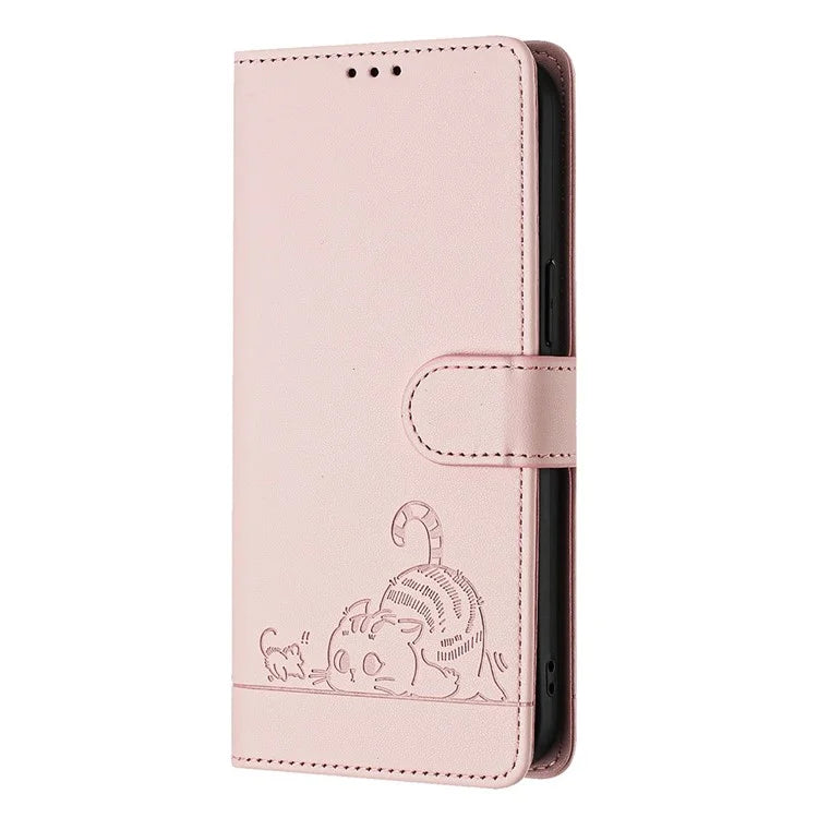 YB Imprinting Series-9 for Xiaomi 14 Ultra Case Flip Stand Function Leather Phone Cover Cat Mouse Pattern