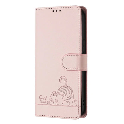 YB Imprinting Series-9 for Xiaomi 14 Ultra Case Flip Stand Function Leather Phone Cover Cat Mouse Pattern