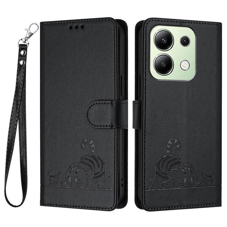 YB Imprinting Series-9 for Xiaomi Redmi Note 13 4G Case Leather Phone Cover with Purse Card Holder