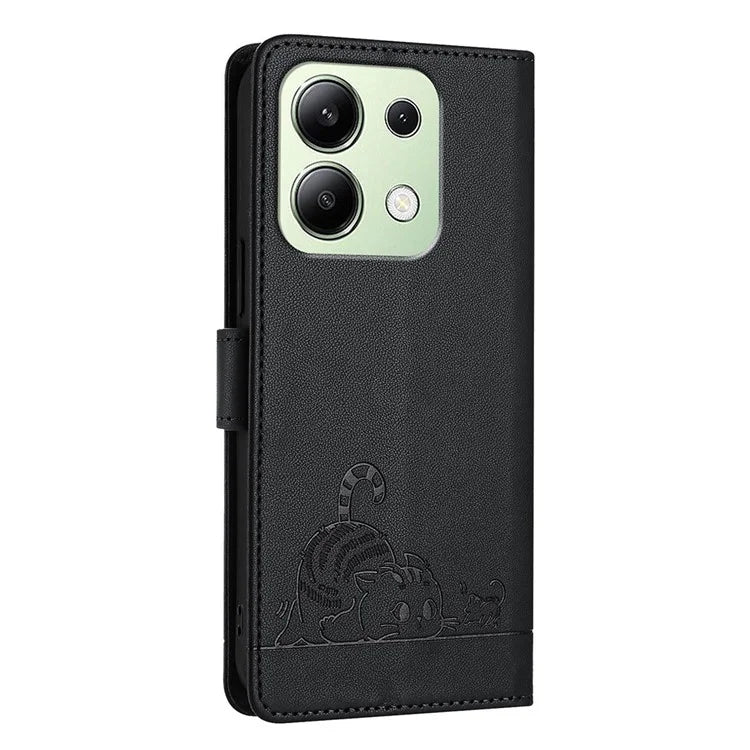 YB Imprinting Series-9 for Xiaomi Redmi Note 13 4G Case Leather Phone Cover with Purse Card Holder