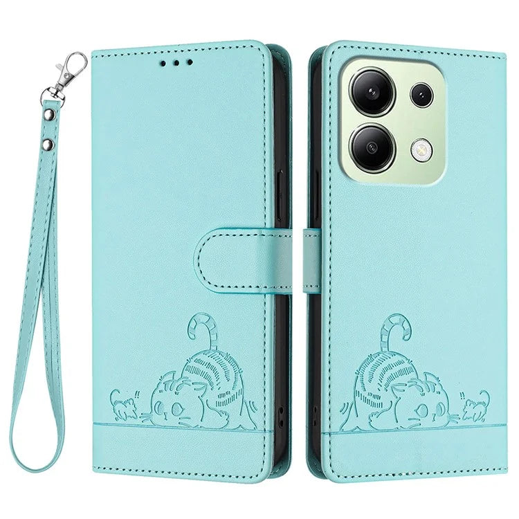 YB Imprinting Series-9 for Xiaomi Redmi Note 13 4G Case Leather Phone Cover with Purse Card Holder