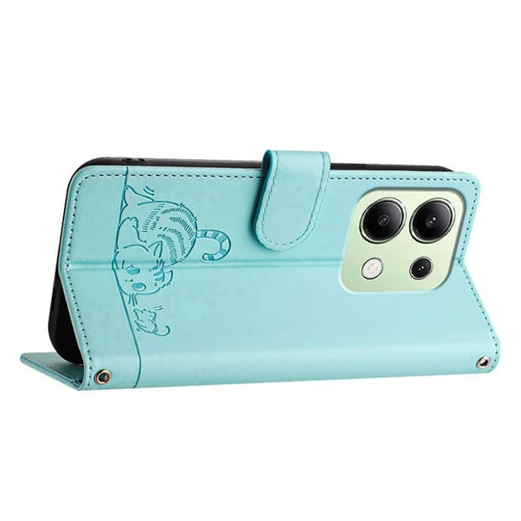 YB Imprinting Series-9 for Xiaomi Redmi Note 13 4G Case Leather Phone Cover with Purse Card Holder