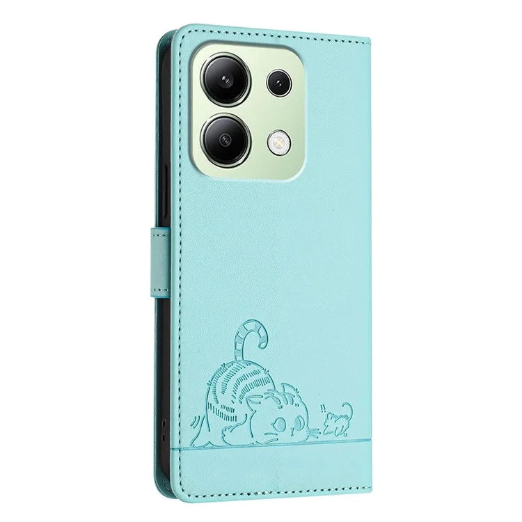 YB Imprinting Series-9 for Xiaomi Redmi Note 13 4G Case Leather Phone Cover with Purse Card Holder