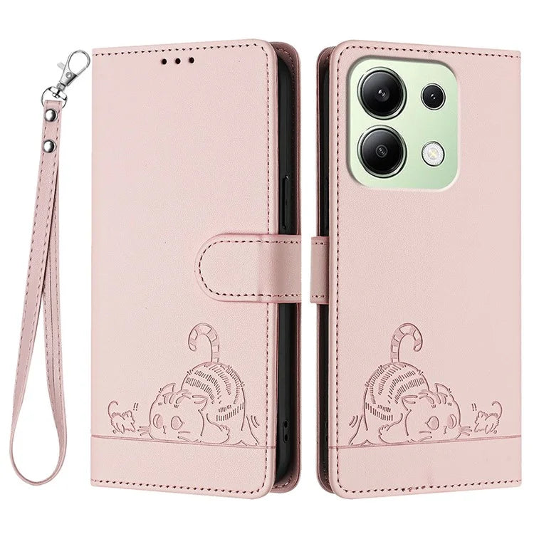 YB Imprinting Series-9 for Xiaomi Redmi Note 13 4G Case Leather Phone Cover with Purse Card Holder