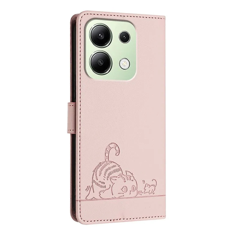 YB Imprinting Series-9 for Xiaomi Redmi Note 13 4G Case Leather Phone Cover with Purse Card Holder