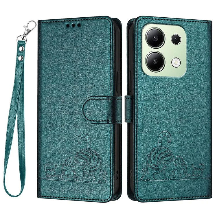 YB Imprinting Series-9 for Xiaomi Redmi Note 13 4G Case Leather Phone Cover with Purse Card Holder