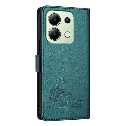 YB Imprinting Series-9 for Xiaomi Redmi Note 13 4G Case Leather Phone Cover with Purse Card Holder