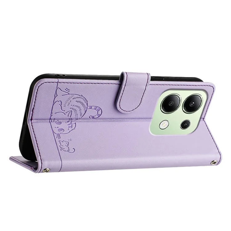 YB Imprinting Series-9 for Xiaomi Redmi Note 13 4G Case Leather Phone Cover with Purse Card Holder