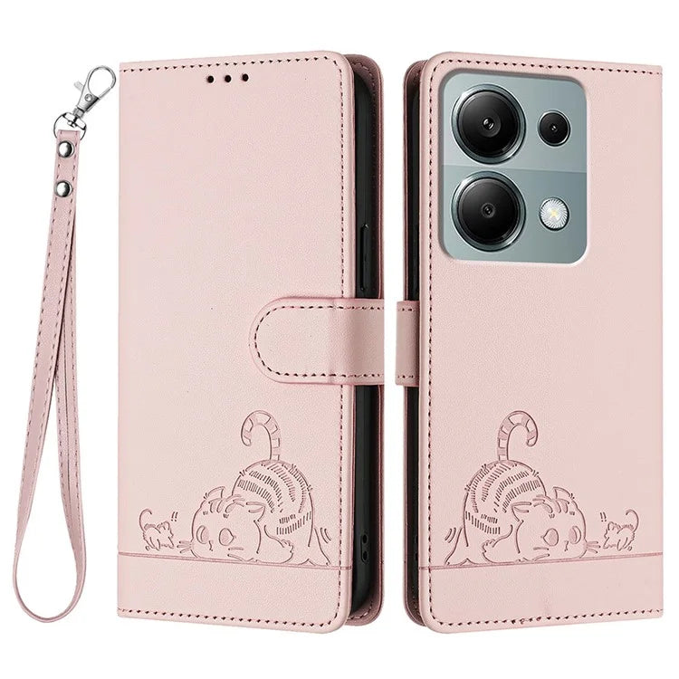 YB Imprinting Series-9 for Xiaomi Redmi Note 13 Pro 4G / Poco M6 Pro 4G Case Leather Phone Cover RFID Blocking