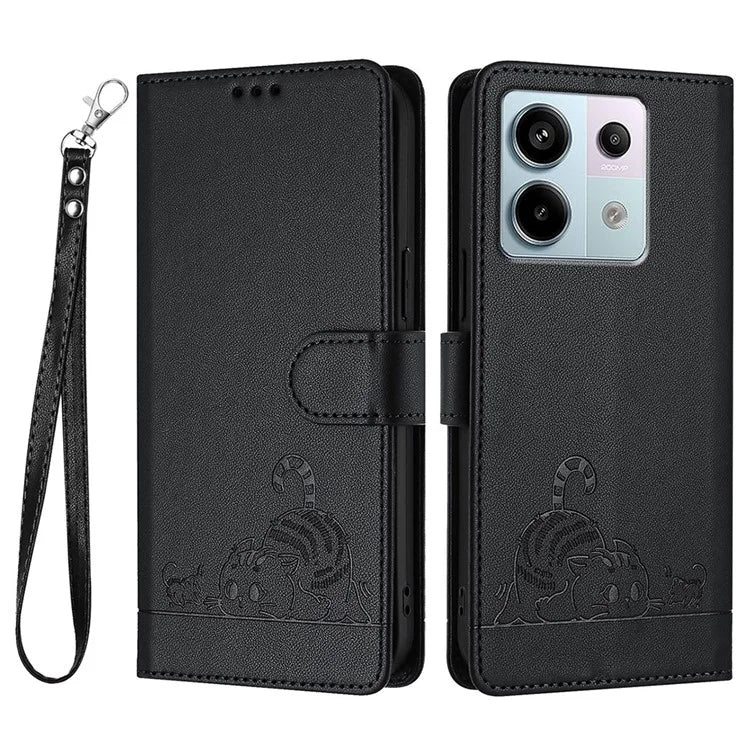 YB Imprinting Series-9 for Xiaomi Redmi Note 13 Pro 5G / Poco X6 5G Leather Phone Case with Hand Strap