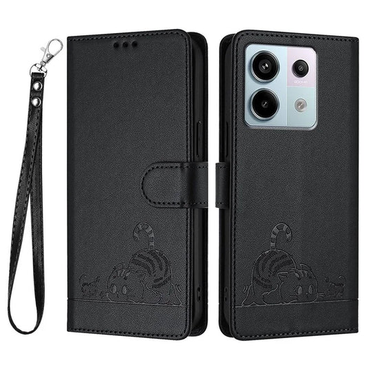 YB Imprinting Series-9 for Xiaomi Redmi Note 13 Pro 5G / Poco X6 5G Leather Phone Case with Hand Strap