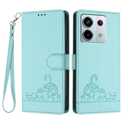 YB Imprinting Series-9 for Xiaomi Redmi Note 13 Pro 5G / Poco X6 5G Leather Phone Case with Hand Strap