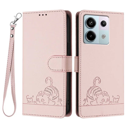 YB Imprinting Series-9 for Xiaomi Redmi Note 13 Pro 5G / Poco X6 5G Leather Phone Case with Hand Strap