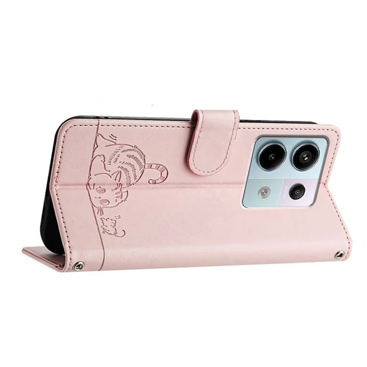 YB Imprinting Series-9 for Xiaomi Redmi Note 13 Pro 5G / Poco X6 5G Leather Phone Case with Hand Strap